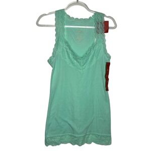 Mossimo Women's Size Medium Aqua Lace Trim V-Neck Tank Top Y2K Bella‎ Swan NWT